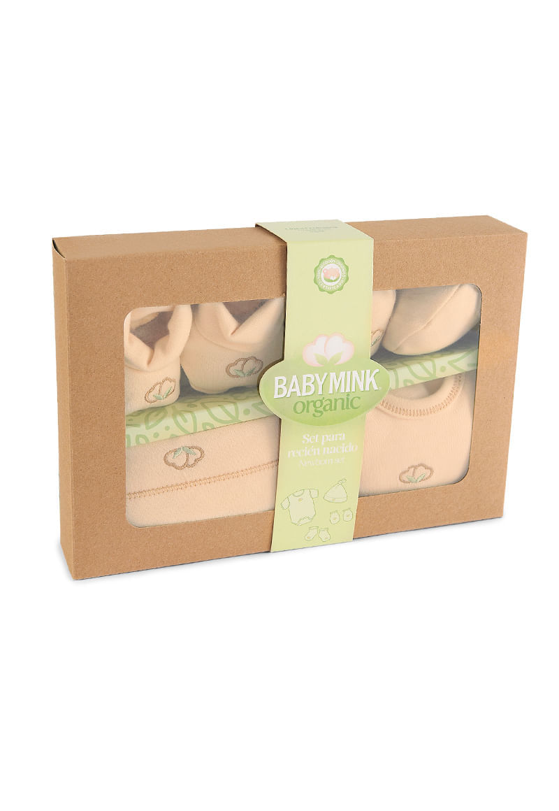 Ajuar Algodon Organico New Born Unisex Beige 0 A 3 Meses